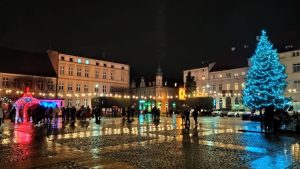 Tłumy na placu Wolności. Włączenie świątecznych iluminacji.