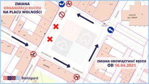 Nowa organizacja ruchu na placu Wolności.